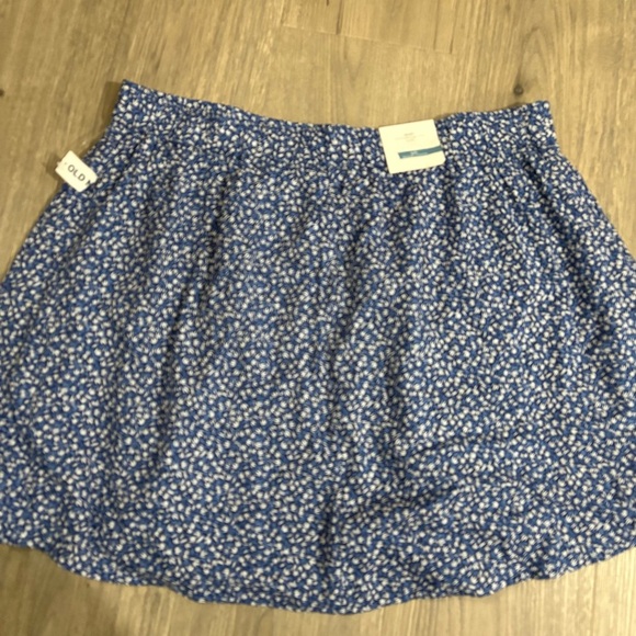 NWT Old Navy Blue White Floral Pleated Mini Skirt Sz L Lined Preppy Spring - Picture 7 of 10